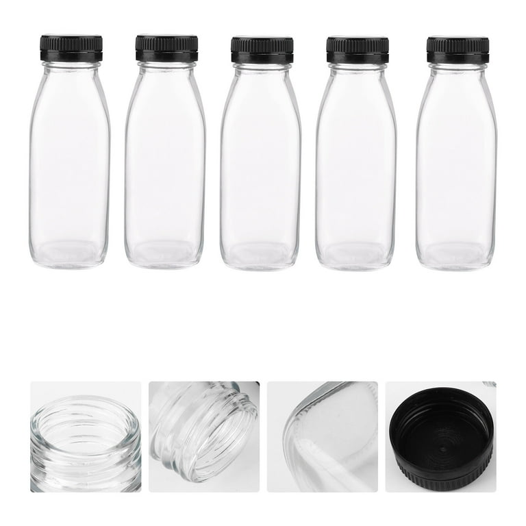 5Pcs 300ML Transparent Glass Milk Storage Bottles Beverage Drinking Bottles