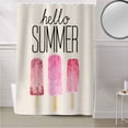 thumbnail image 5 of Fabric Shower Curtain, Hello Summer Pink Popsicle Khaki Texture Bathroom Curtain with 12 Hooks Waterproof No Bad Odor Machine Washable Bath Curtains for Bathroom, Spa Room, Background Cloth, 66"x72", 5 of 6