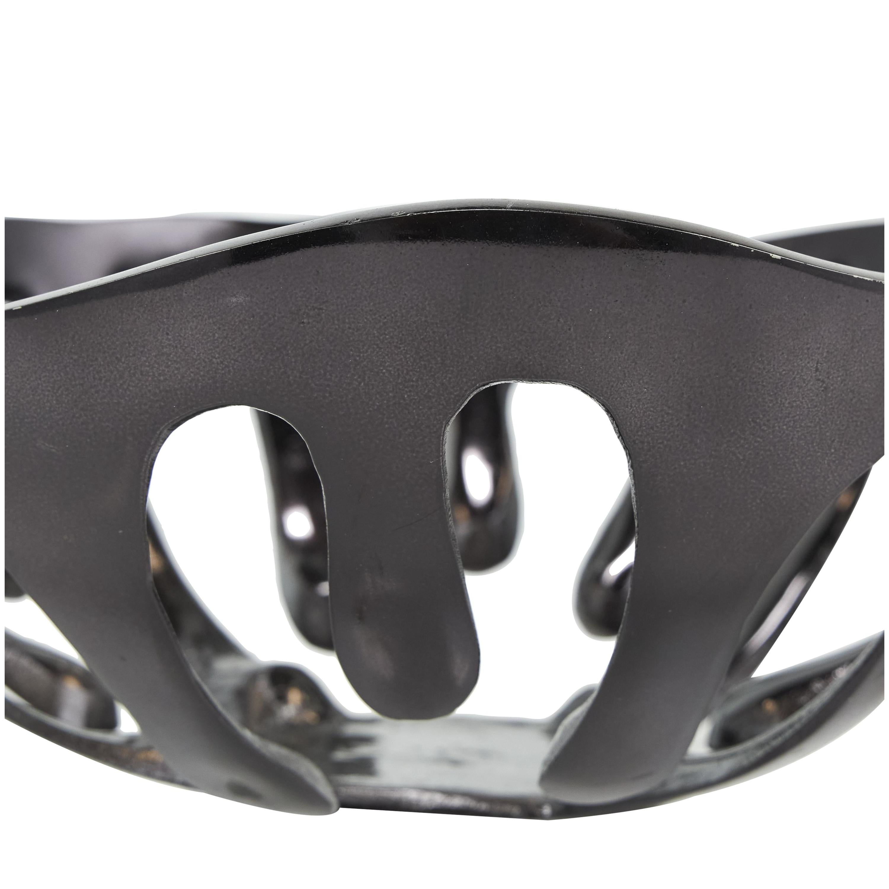 DecMode 13", 11"W Round Drip Black Aluminum Metal Decorative Bowl with Open Frame Design, Set of 2