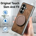 thumbnail image 6 of ELEHOLD Case for Samsung Galaxy Z Fold 4, Shockproof Leather Phone Case with Ring Stand, Raised Edge Protection and Car Mount Compatibility,Brown, 6 of 11