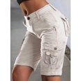 thumbnail image 4 of Bermudas de Mujer con Diseño de Bolsillo con Solapa Bermudas Cargo 2023 TrendyWhiteSmall, 4 of 5