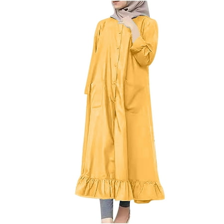 

Women s Long Sleeve Long Dresses Casual Round Neck Button Down Slit Vacation Beach Dress Bohemian Ruffle Solid Plus Size Princess Gown Maxi Dress