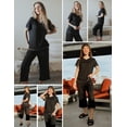 thumbnail image 4 of Ekouaer Women's Sleepwear Capri Pajama Sets Short Sleeve Two-Piece Pjs V Neck Tops & Capri Pants with Pockets S-3XL, 4 of 5