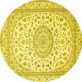thumbnail image 1 of Ahgly Company Machine Washable Indoor Round Medallion Yellow Traditional Area Rugs, 4' Round, 1 of 4