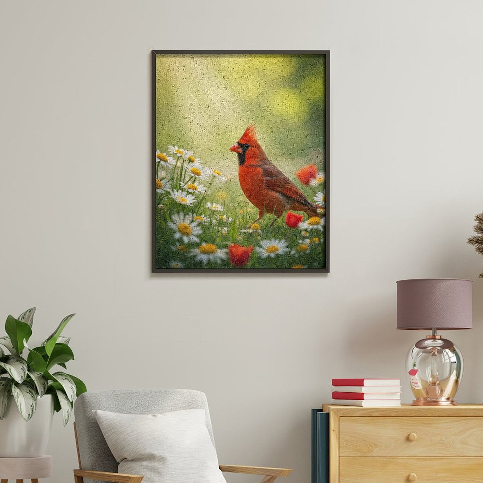 Paint By Numbers Kit for Adults Beginner - DIY Spring Cardinal Blossoms Meadow Canvas Painting Kits for Adults, Frameless Paint By Number for Adults for Home Wall Decor 16x20 Inch