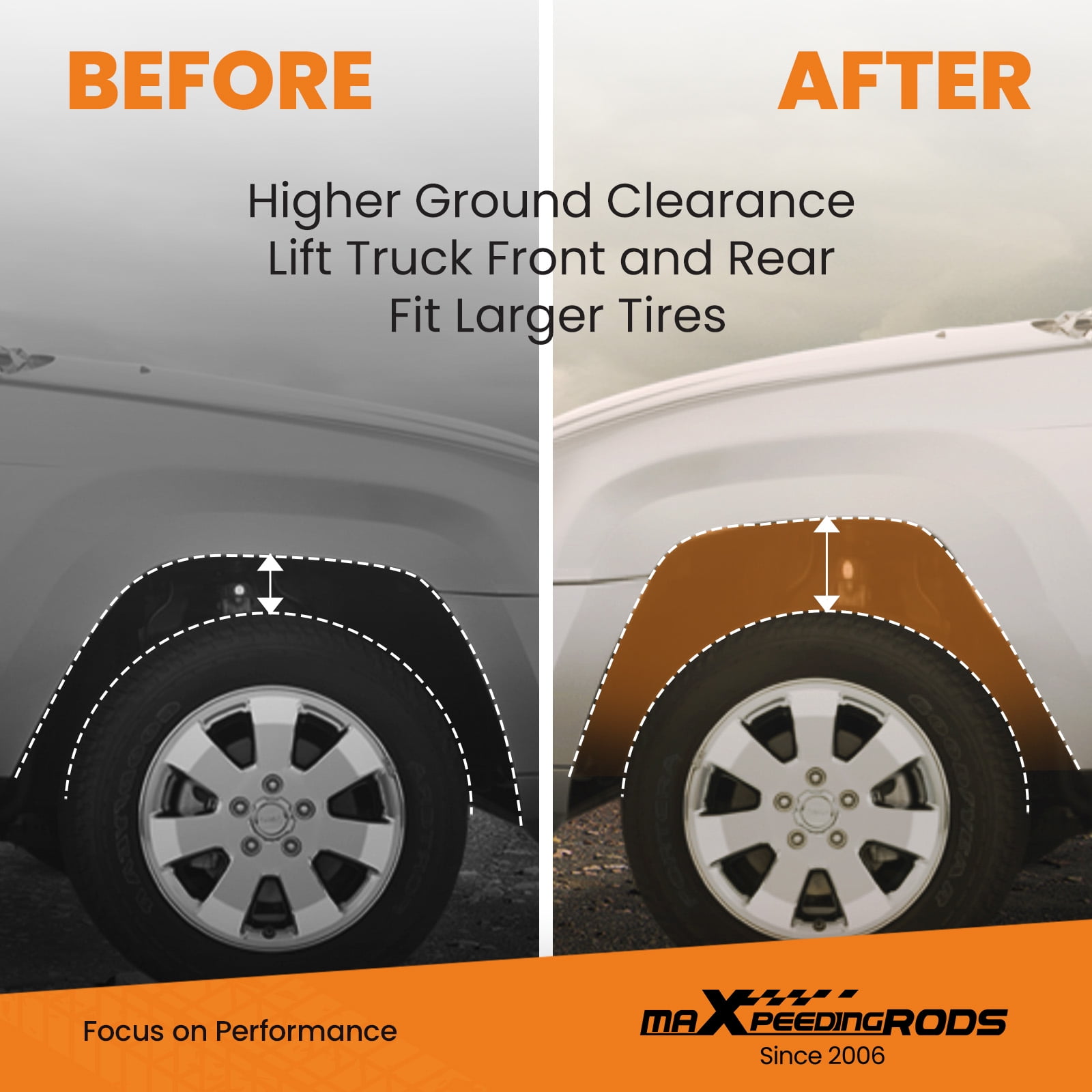 maXpeedingrods 3.5" Front 2.5" Rear Leveling Kit for Chevy Trailblazer/GMC Envoy 2002-2009, Suspension Lift Kit, Gold