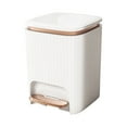 thumbnail image 5 of ​Foot Pedal Trash Can, Large Capacity Step-On Garbage Bin with Lid for Kitchen, Bathroom, Bedroom & Living Room, Modern White Drum Design​​ B, 5 of 6