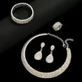 thumbnail image 2 of Sdmnsg-T Silver Rhinestone Bridal Wedding Jewelry Set Crystal Necklace Earrings Bracelet Sets Formal Costume Jewelry for Women and Brides, 2 of 15