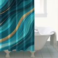 thumbnail image 4 of Teal Marble Gold Wave Pattern Shower Curtain 84"x72" ,Bathroom Decorative Shower Curtains Set with 12 Hooks,Modern Waterproof Washable Shower Curtain, 4 of 6