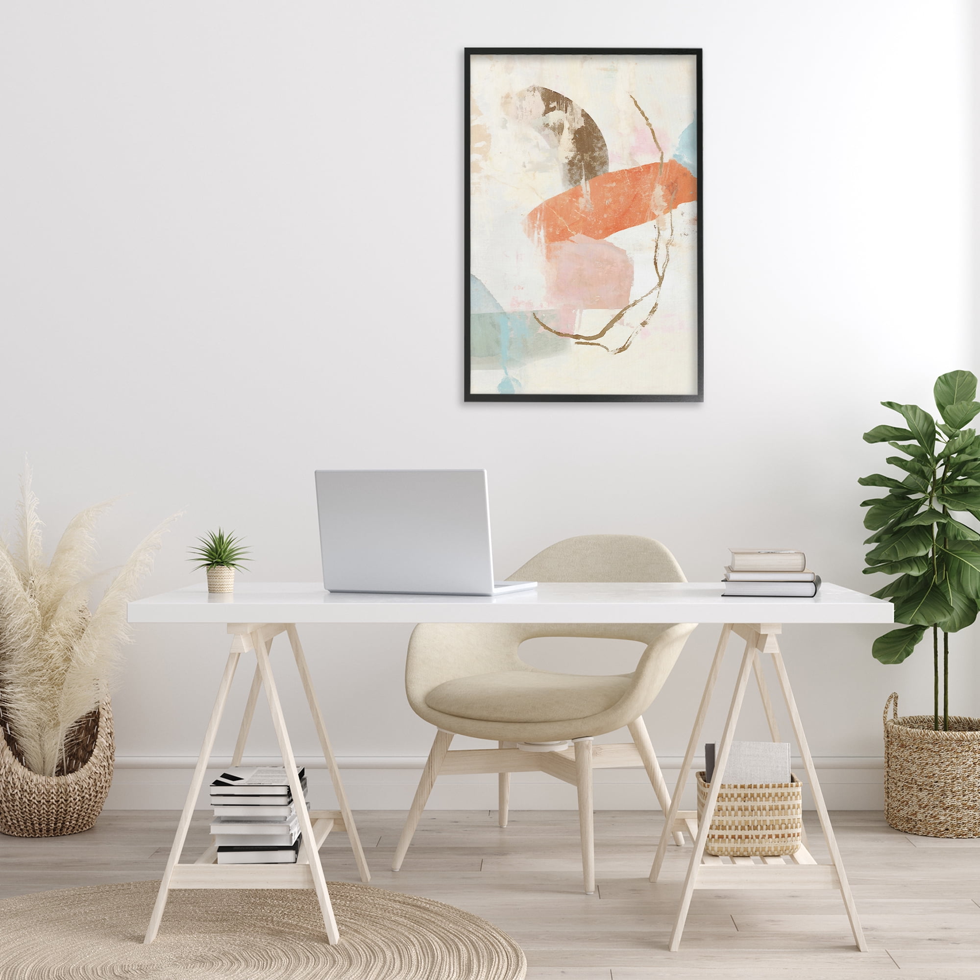 Stupell Industries Rustic Abstract with Orange Accent Abstract Painting Black Framed Art Print Wall Art, 20 x 30
