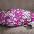 thumbnail image 3 of S4Sassy Floral Print Square Cushion Cover Decorative Magenta Cotton Poplin Pillow Case 2 Pcs-24 x 24 Inches, 3 of 4
