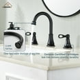 thumbnail image 2 of CASAINC 8 in. Widespread Double Handle Bathroom Faucet 3 Holes with 360° Swivel Spout, Stainless Steel Drain in Matte Black, 2 of 10