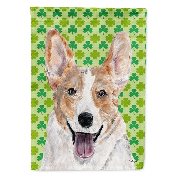 Cardigan Corgi Lucky Shamrock St. Patricks Day House Flag