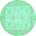 thumbnail image 1 of Ahgly Company Machine Washable Indoor Round Oriental Turquoise Blue Traditional Area Rugs, 6' Round, 1 of 4