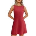 thumbnail image 3 of Women's 2025 New Summer A-Line Sleeveless Boat Neck Mini Dress Club Party Little Short Dresses, 3 of 9