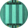 thumbnail image 1 of Ahgly Company Machine Washable Indoor Round Abstract Turquoise Blue Contemporary Area Rugs, 4' Round, 1 of 4