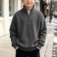 thumbnail image 3 of Iyufng Boys Kids Waffle Texture Quarter Zip Mock Neck Sweatshirts Ribbed Cuff & Hem Relaxed Fit Daily School Long Sleeve Pullover, 3 of 9