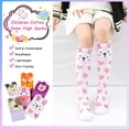 thumbnail image 5 of 6 Pairs Girls Knee High Socks, Colorful Cartoon Cotton Socks Crazy Fun Kids Odd Animal Socks Fashion Long Socks, One Size for 3-12 Years Girls, 5 of 7