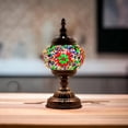 thumbnail image 2 of SILVERFEVER Mosaic Turkish Lamp Moroccan Glass for Table Desk Bedside Bronze Base Bundle with E12 Light Bulb-2 Sizes Christmas Floral, 2 of 6