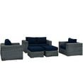 thumbnail image 3 of Modway Summon 5 Piece Outdoor Patio Sunbrella® Sectional Set in Canvas Navy, 3 of 8