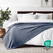 Bare Home Lightweight Polar Fleece Blanket Heather Blue Throw/Travel