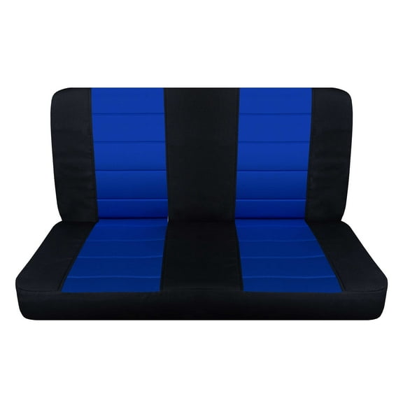 Fits 1992-1998 Ford F-150 Velour Seat Covers Solid Bench w Molded Headrests:Black Dark Blue