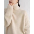 thumbnail image 2 of Suéter de cachemira de cuello alto para mujer, jersey de punto grueso 100% cachemira pura, nuevo otoño e invierno, suelto y lánguido, 2 of 5