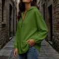 thumbnail image 5 of Horkkom Quarter Zip Pullover Women Casual Fall Winter Sweatshirts Loose Drawstring Hoodie with Pockets L, 5 of 8