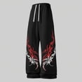 thumbnail image 5 of CONZONE Men's Baggy Sweatpants Gothic Wide Leg Pants for Men Trendy Elastic Waist Graphic Y2K Soft Streetwear Joggers With Pocket, 5 of 5
