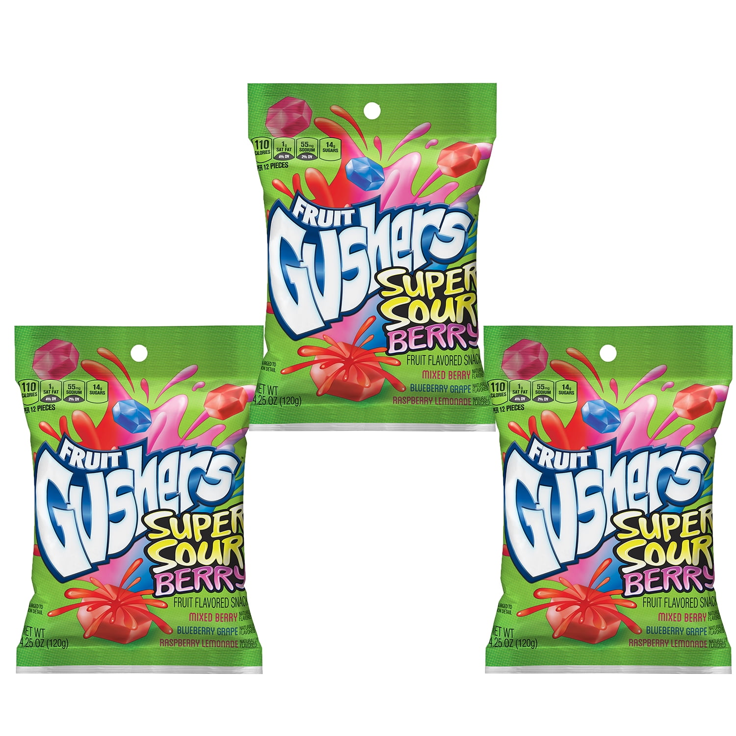 Super Sour Berry Fruit Gushers 3-Pack. Gluten-free And Packed With ...