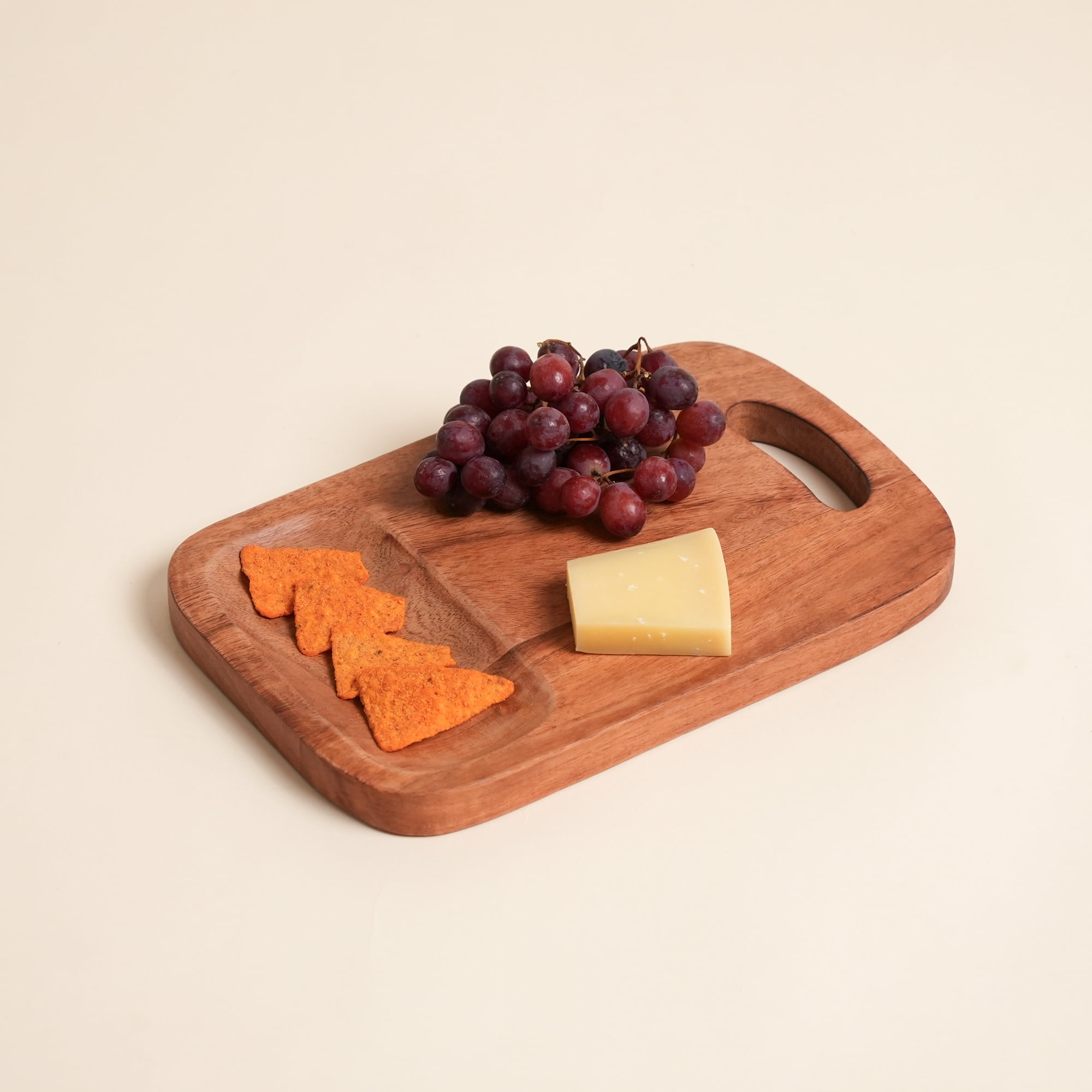 Acacia Wood Cutting Board with Built-In Handle, Handcrafted Wooden Chopping Board, Natural Finish Kitchen Prep & Serving Board for Bread, Cheese, Fruits & Charcuterie, 7.75 x 0.75 x 12 Inches