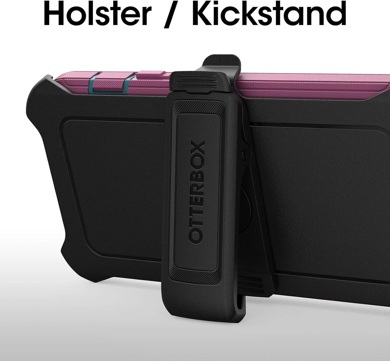 OtterBox Defender Series Rugged Holster Cell Phone Case for iPhone 14 and 13, Pink and Black