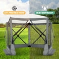 thumbnail image 6 of COBIZI 10x10ft Pop up Gazebo Screen Tent Screen House for Camping,5 Sided Pop-up Camping Canopy Shelter Tent with Sidewalls,Portable Outdoor Quick-set Hub Tent with Carrying Bag&Ground Stakes,Gray, 6 of 10
