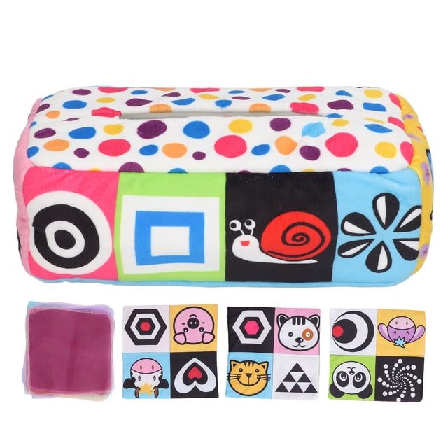 Caja De Pañuelos Sensoriales, Caja De Pañuelos Con Patrón De Dibujos Animados, Juguete De Color Brillante, Suave Para Viajes A Casa Para Bebés ANGGREK Otros