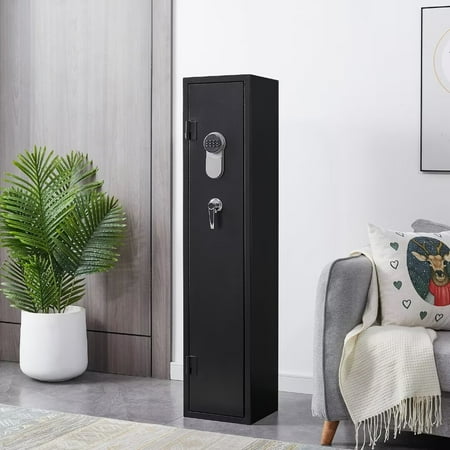 3-5 Gun Safes for Home Rifle and Pistols Quick Access Safes for Shotguns cabinets with Adjustable Rack Pockets and Removable Shelf External Battery Cases and Alarm System
