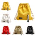thumbnail image 2 of Drawstring Backpack Fashion Canvas Solid Color Drawstring Bag Drawstring Sack, 2 of 10