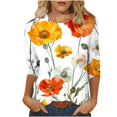 thumbnail image 2 of Fiudx Ofertas Flash Del Día Moda Mujer Impresión Cuello Redondo Manga 3/4 Camiseta Pulóver Blusa Superior, 2 of 5
