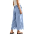 thumbnail image 6 of Women's Casual Pants Elastic Waist Patch Lace Pant With Pockets Baggy Straight Leg Trousers, 6 of 7