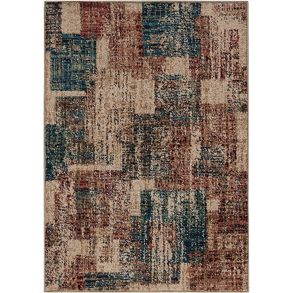 Mainstays Abstract Tile Accent Rug, Madder Brown, 2'6" x 3'6"