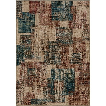 Mainstays Abstract Tile Accent Rug, Madder Brown, 2'6" x 3'6"