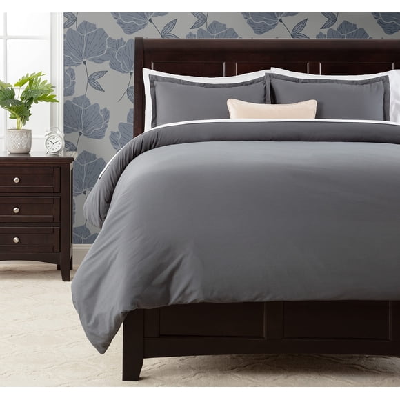 Chanasya Premium Solid Duvet Cover Set - Duvet Cover (68” x 90”) & 1 Pillow Sham (20” x 26”) - 2-Piece Set - Graphite, Twin Size