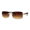 thumbnail image 3 of OG Rhinestone Stud Rimless Rectangle 90s Hip Hop Rapper Sunglasses Gold Brown, 3 of 4