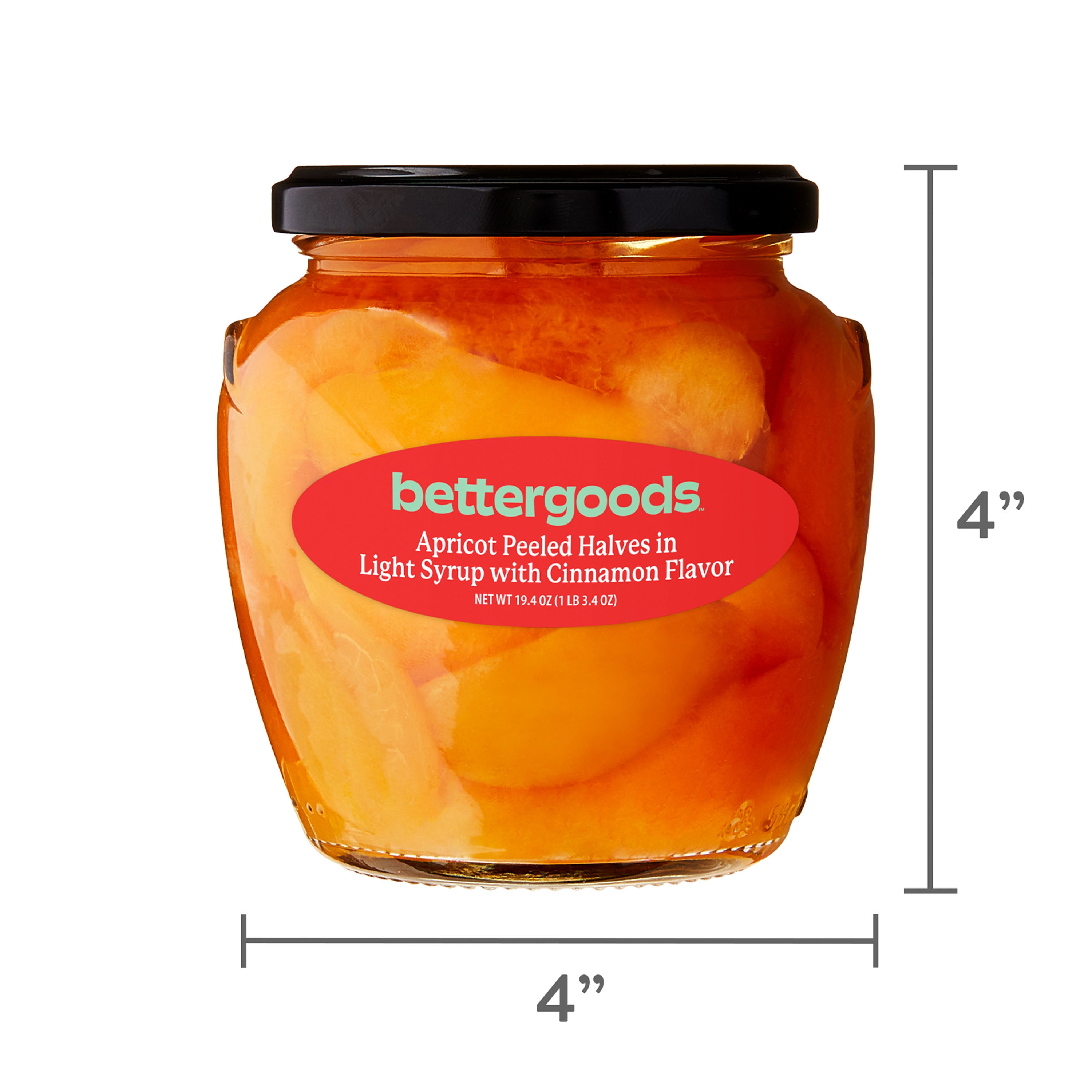 (3 pack) bettergoods Peeled Apricot Halves in Light Syrup with Cinnamon Flavor, 19.4 oz