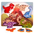 thumbnail image 4 of Rompecabezas de madera para el desarrollo del aprendizaje temprano, cognitivo, educativo, de animales de dibujos animados. Dinosaurio volcán, 4 of 9