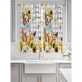thumbnail image 2 of Sunflowers Dog Living Room Curtains 2 Panel, Spring Watercolor Floral Stars Grey Plaid Cafe Window Treatment, Extra Long Farmhouse Bedroom Bathroom Kitchen Curtains Drapes 104"x72", 2 of 6