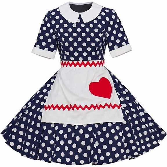 Lucy Lucille Ball Inspired Polka Dot Dress with Apron for Women