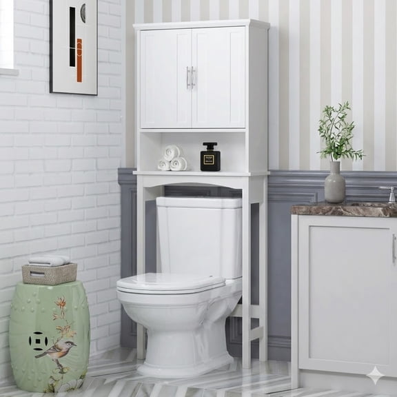 STAROUS Over The Toilet Storage Cabinet, Bathroom Organizer Space Saver, White