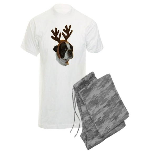 CafePress - Boston Terrier Reindeer - Men's Light Pajamas
