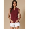 thumbnail image 2 of DARING DIVA Women's Sleeveless V Neck Solid Loose Casual Top M Burgundy, 2 of 6
