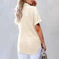 thumbnail image 6 of Women's Tops, Waffle Knit Sweater Tops for Women Collared V Neck Short Sleeve Casual Shirts Loose Fit Summer Tunic Tops Blouses, 6 of 7